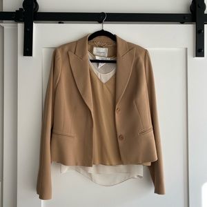 L.K. Bennett Camel Blazer & Silk Camisole